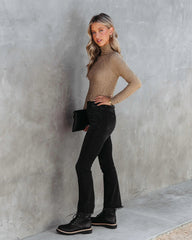 Taupe Textured Mock Neck Top