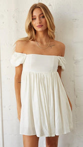 White Off Shoulder Mini Dress