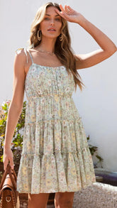 Green Floral Slip Babydoll Dress