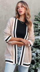Taupe Open Front Cardigan