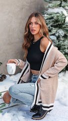 Taupe Open Front Cardigan