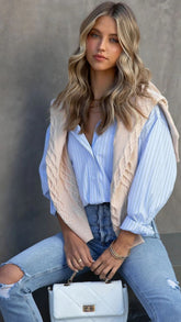 Blue Pinstriped Button Down Shirt