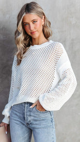 Ivory Crochet Knit Top
