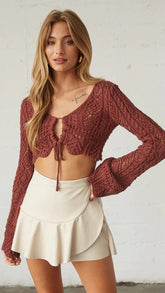 Beige Wrap Mini Skort