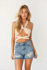 Blue Destroyed Denim Shorts