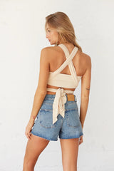 Blue Destroyed Denim Shorts