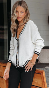 White Button Front Cardigan