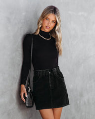 Black Denim Mini Skirt