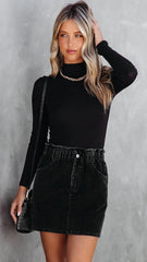 Black Denim Mini Skirt