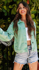 Mint Green Denim Jacket
