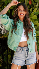 Mint Green Denim Jacket