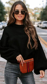 Black Batwing Knit Sweater