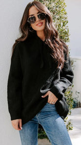 Black Hooded Knit Sweater