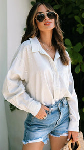Grey Striped Button Down Shirt