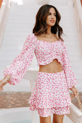 Pink Floral Mini Skirt