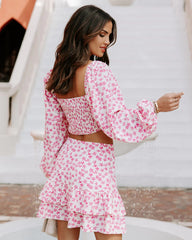 Pink Floral Mini Skirt