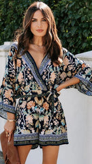 Boho Floral Surplice Rompers