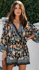 Boho Floral Surplice Rompers