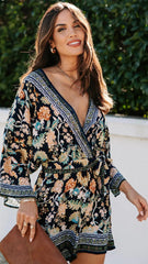 Boho Floral Surplice Rompers