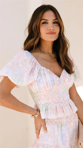 Pastel Smocked Crop Top