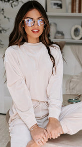 Beige Long Sleeves Sweatshirt