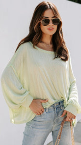 Lime Green Long Sleeves Top