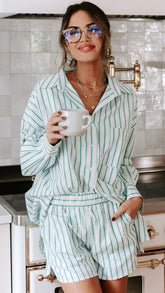 Green Striped Button Down Shirt