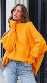 Orange Loose Fit Knit Sweater