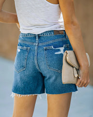 Royal Blue Distress Denim Shorts