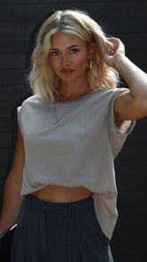 Grey Solid Muscle Tee