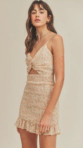 Orange Floral Smocked Mini Dress