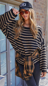 Black Striped Knit Sweater