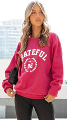 Burgundy Printed Pullover Sweatshirt