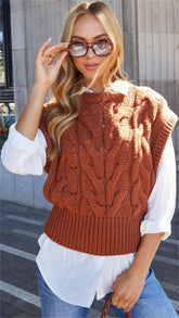 Brown Cable Knit Top