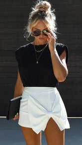 White Bowknot Mini Skort