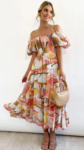 Blush Floral Midi Dress