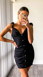 Black Button Down Mini Dress
