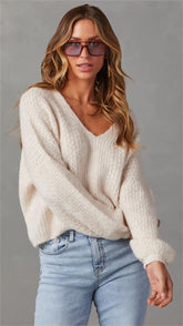 Cream Crochet Knit Sweater