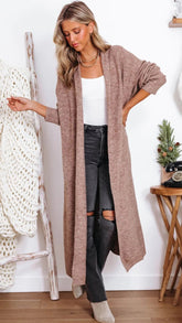 Khaki Knit Long Cardigan