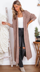 Khaki Knit Long Cardigan