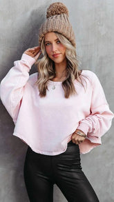 Blush Solid Crop Sweatshirt
