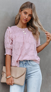 Purple Textured Short Sleeves Top