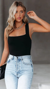 Black Knit Crop Tank Top
