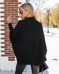 Black Batwing Ribbed Knit Cardigan