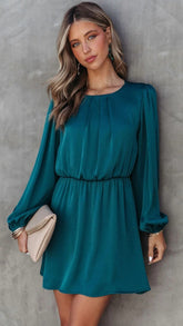 Teal Long Sleeves Dress
