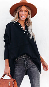 Black Oversized Hooded Sweatshirt