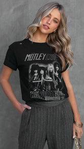 Black Graphic Short Sleeves Tee