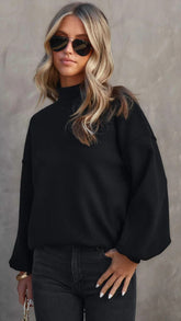 Black Turtleneck Knit Sweater