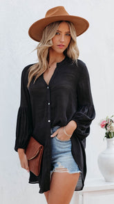 Black Button Down Coverup Dress