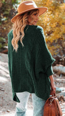 Green Open Front Knit Cardigan